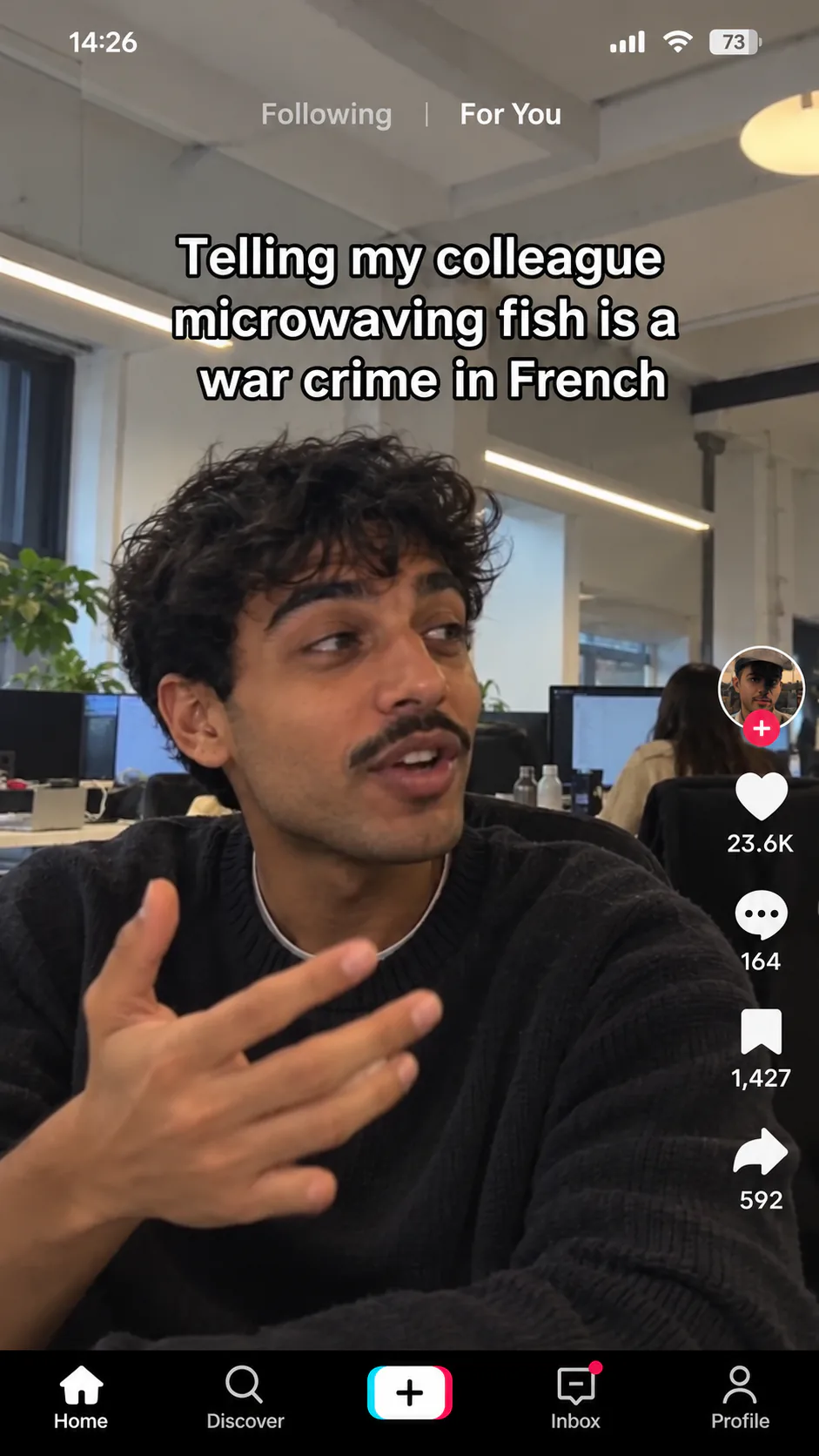 TikTok: Telling my colleague microwaving fish is a war crime in French