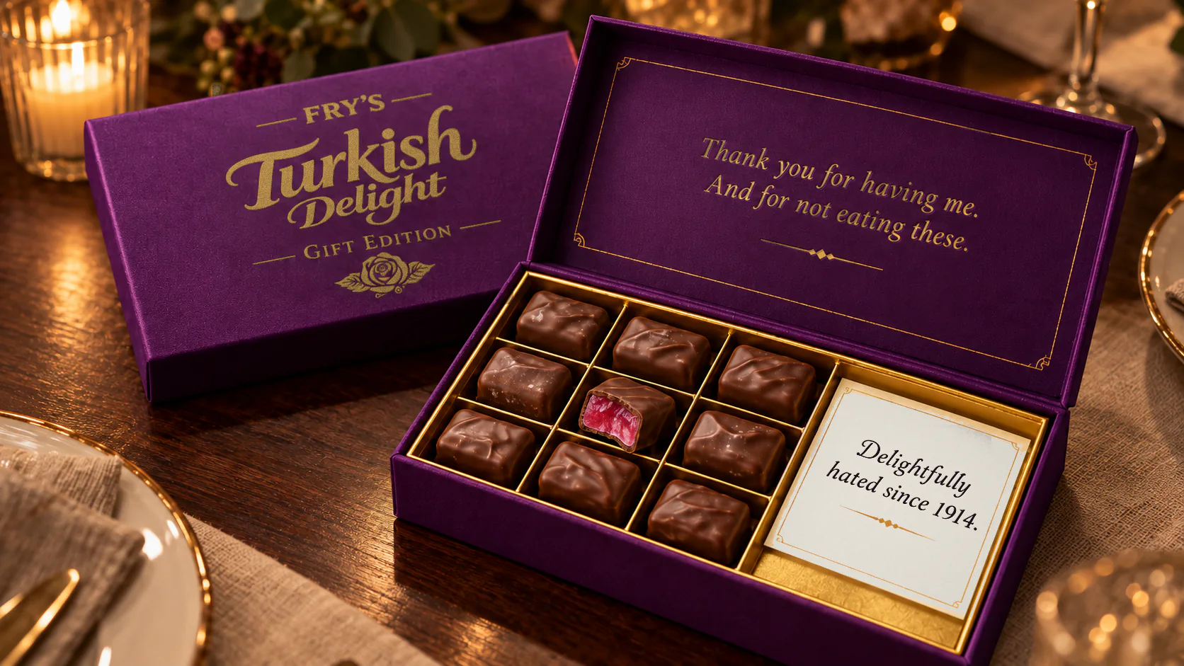 Fry's Turkish Delight Gift Edition box: Thank you for having me. And for not eating these.