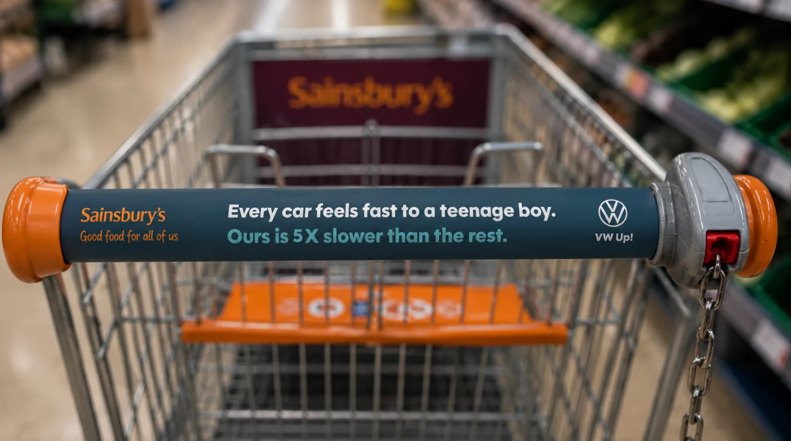 Sainsbury's trolley handle ad: Every car feels fast to a teenage boy. Ours is 5x slower than the rest.