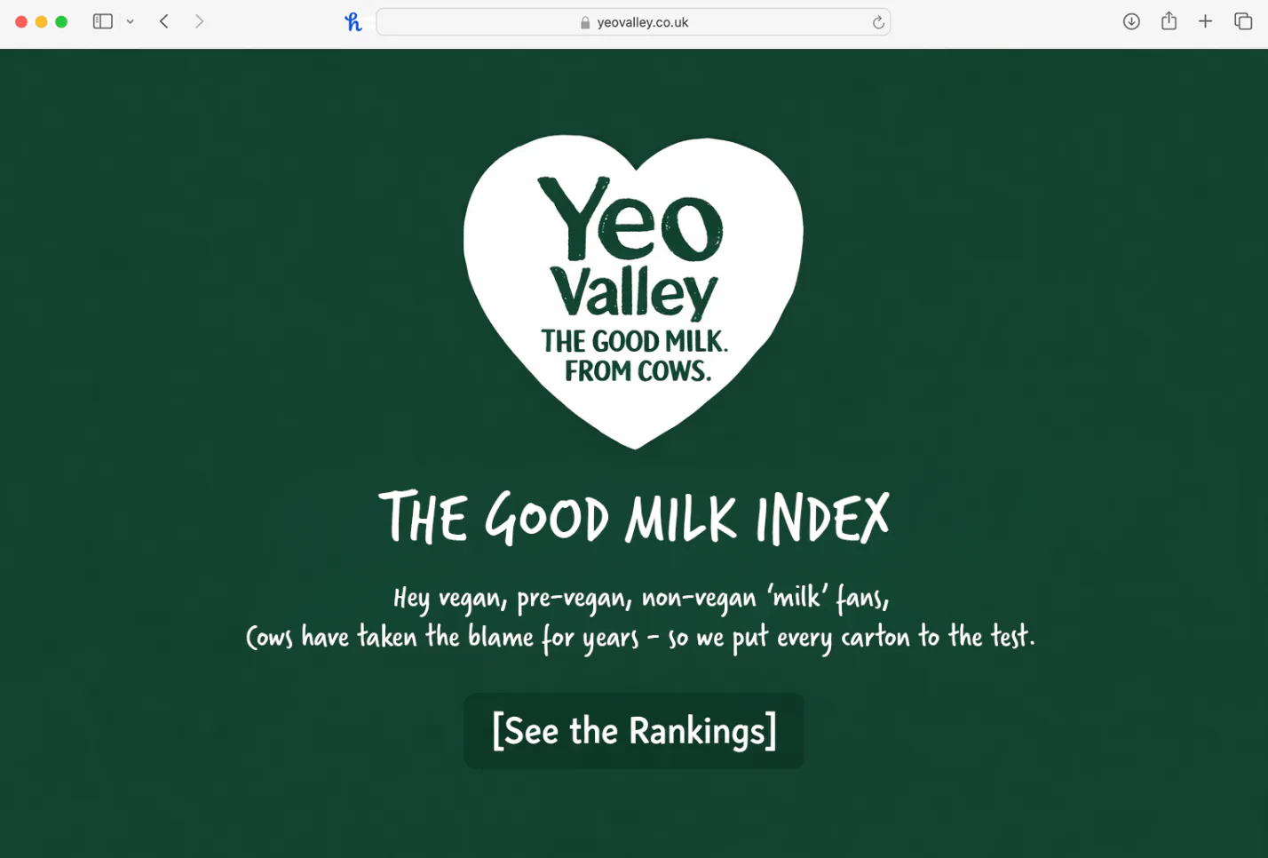 Yeo Valley website: The Good Milk Index